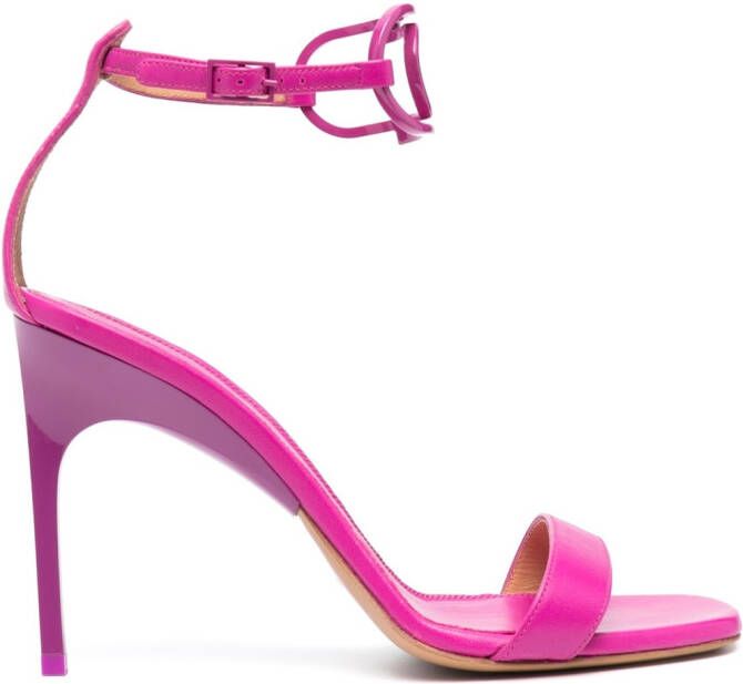 Off-White Paperclip leren sandalen Roze