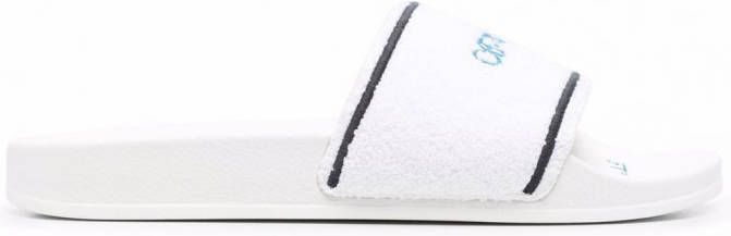 Off-White Towel slippers met geborduurd logo Wit