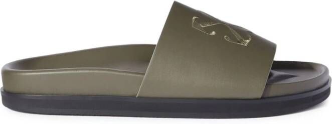 Off-White Slippers met geborduurde pijl Groen