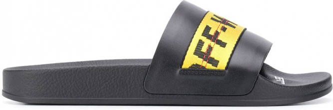 Off-White Industrial slippers met logoband Zwart