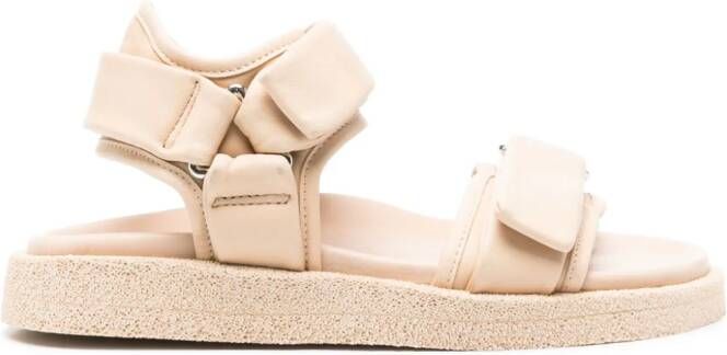 Officine Creative Inner leren sandalen met klittenband Beige