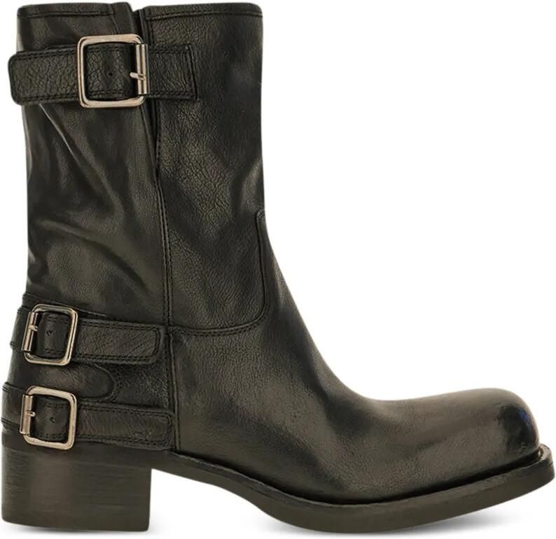 Officine Creative buckle-detail leather biker boots Zwart