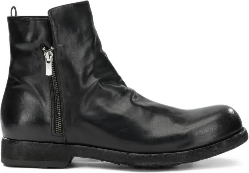 Officine Creative Bulla DD 113 leather side-zip boots Zwart
