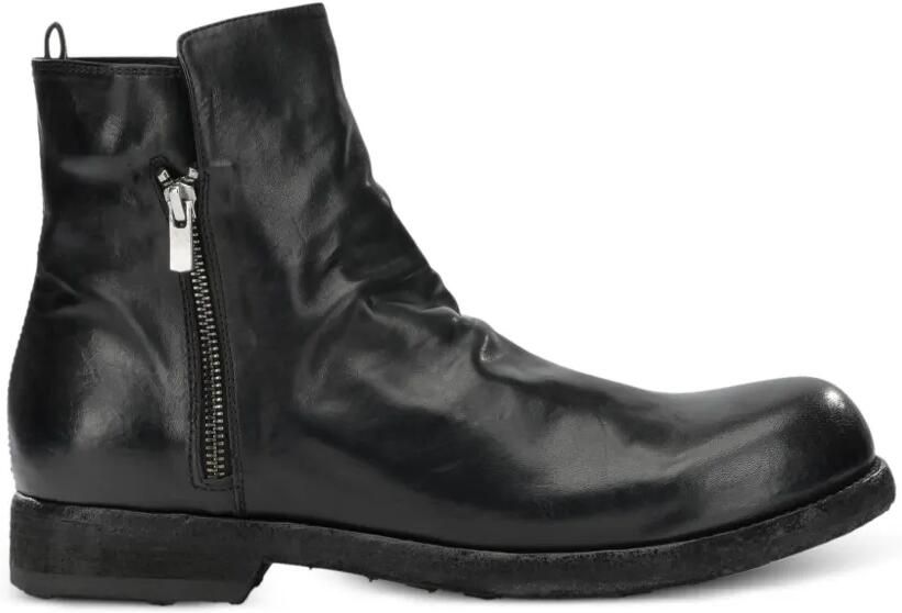 Officine Creative Bulla DD 113 leather side-zip boots Zwart