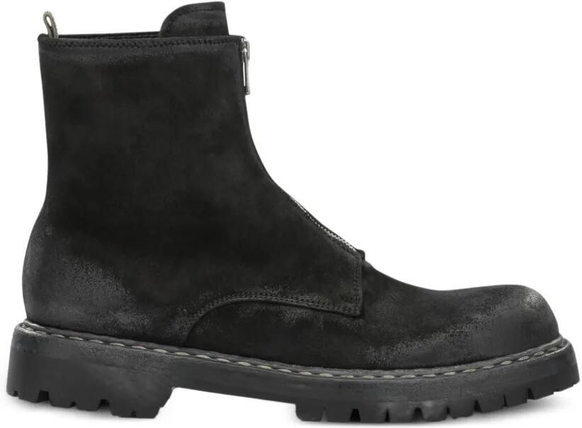 Officine Creative Bulla DD Lug 114 front-zip biker boots Zwart