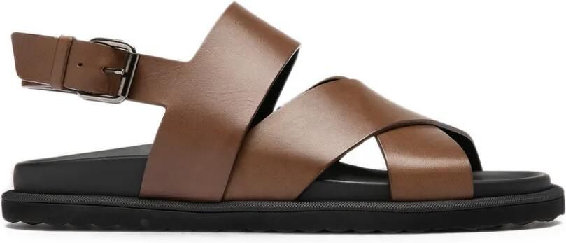 Officine Creative Charrat sandalen met gekruiste bandjes en gespsluiting Bruin