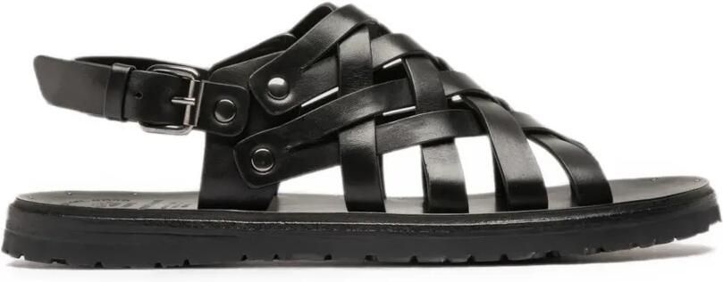 Officine Creative Chios 011 geweven leren sandalen Zwart