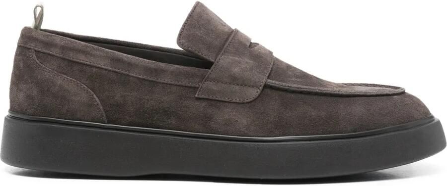 Officine Creative Frame 001 suède penny loafers Bruin