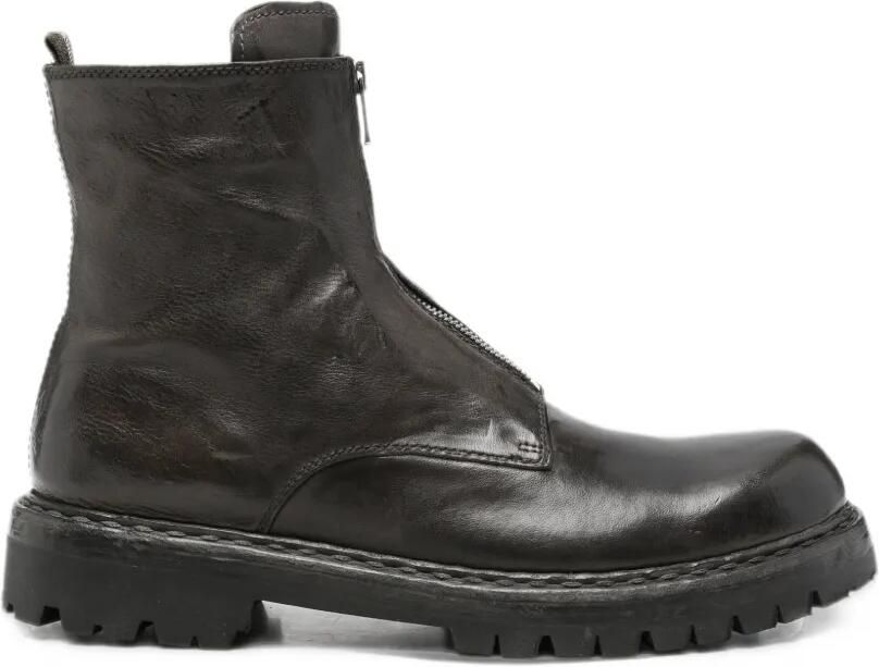 Officine Creative front-zip lug-sole ankle boots Grijs