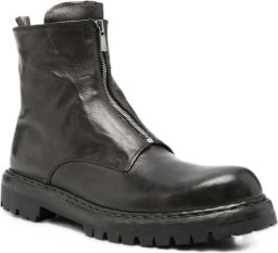 Officine Creative front-zip lug-sole ankle boots Grijs