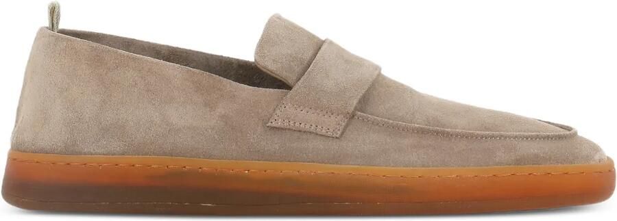 Officine Creative Herbie suède loafers met bandje Beige