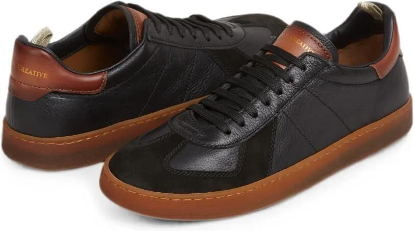 Officine Creative Militia 001 leren sneakers met vlakken Zwart