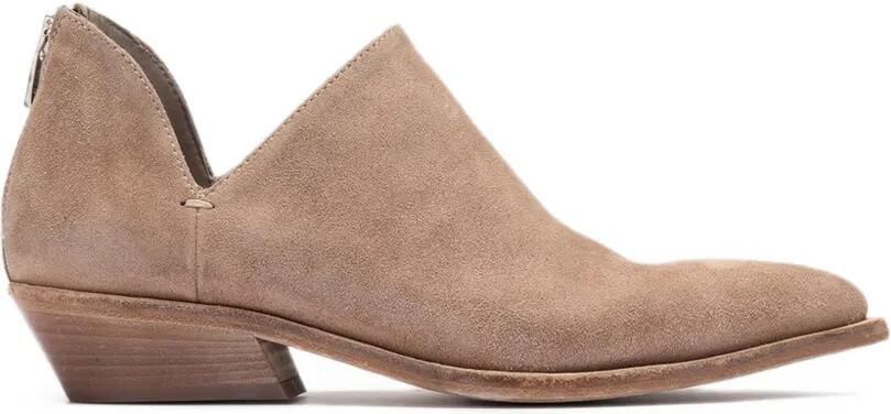 Officine Creative Noelie suède enkellaarzen met puntige neus Beige