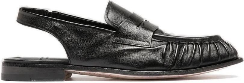 Officine Creative Solitude 102 leren loafers met ruches Zwart