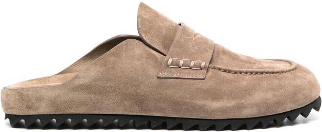 Officine Creative Suède slippers Bruin