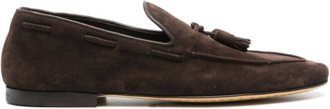 Officine Creative Suède loafers met kwastje Bruin