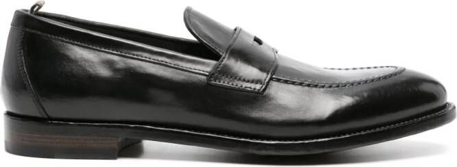 Officine Creative Tulane 003 leather penny loafers Zwart