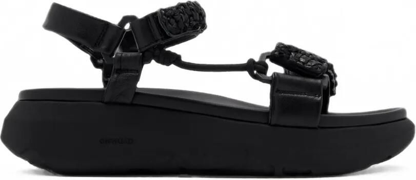 ONWUAD Gabe geweven leren sandalen met plateauzool Zwart