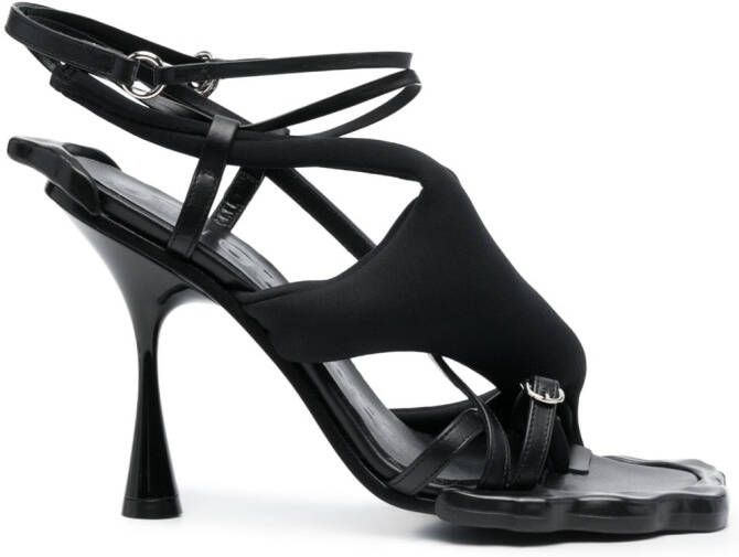 Ottolinger Flower leren sandalen Zwart