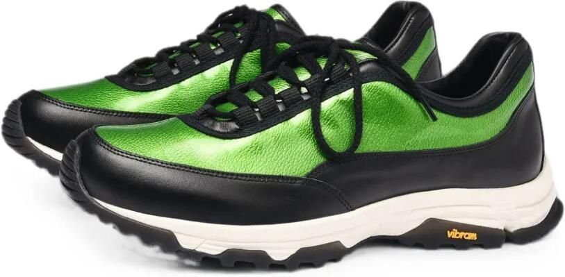 OUR LEGACY Poseidon leren sneakers met vlakken Groen - Foto 2