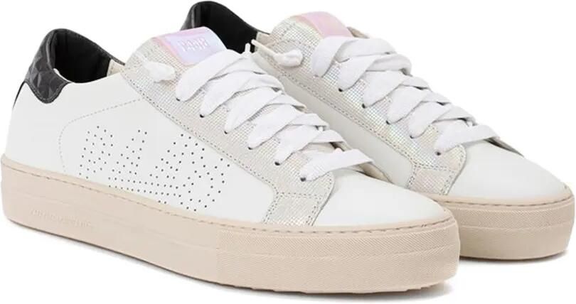 P448 John leren sneakers met geperforeerde details Wit - Foto 3
