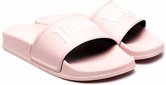 Palm Angels Kids Badslippers met logo-reliëf Roze