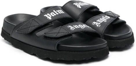 Palm Angels Kids Sandalen met logoprint Zwart