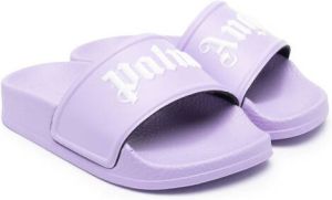 Palm Angels Kids Slippers met logoprint Paars