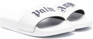 Palm Angels Kids Slippers met logoprint Wit