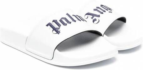 Palm Angels Kids Slippers met logoprint Wit