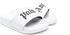Palm Angels Kids Slippers met logoprint Wit
