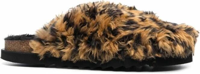 Palm Angels Slippers met luipaardprint Bruin