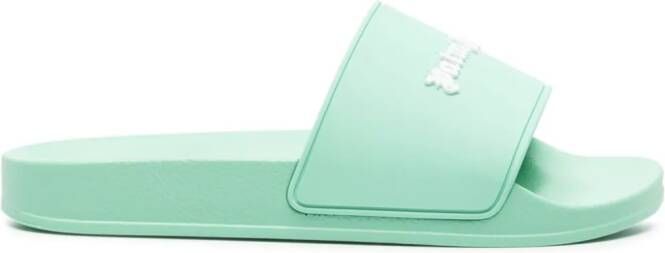 Palm Angels Slippers met logo-reliëf Groen
