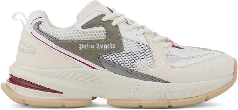 Palm Angels Leren sneakers met mesh vlakken Beige