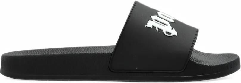 Palm Angels logo-print slides Zwart