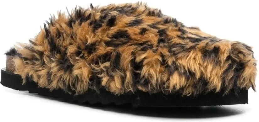 Palm Angels Slip-on muiltjes met imitatiebont Bruin - Foto 3