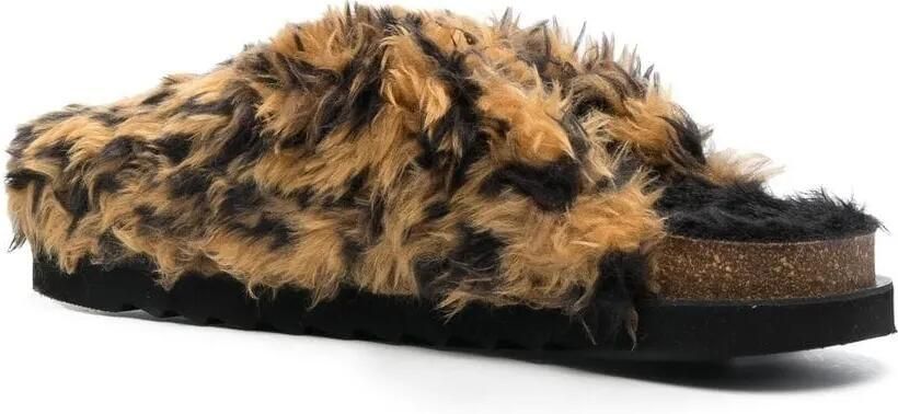 Palm Angels Slip-on muiltjes met imitatiebont Bruin - Foto 4