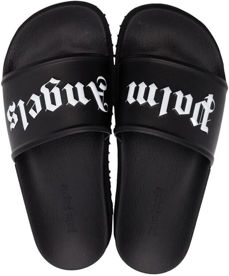 Palm Angels Slippers met logo reliëf BLACK WHITE - Foto 2