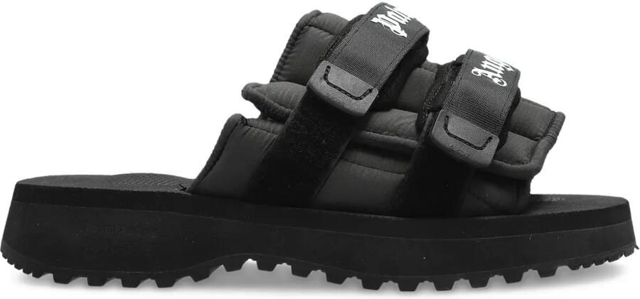 Palm Angels Slippers met logo Zwart