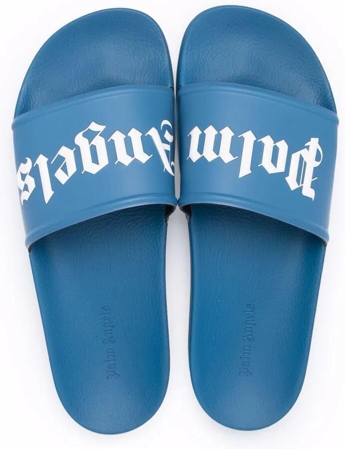 Palm Angels Slippers met logoprint Blauw - Foto 2