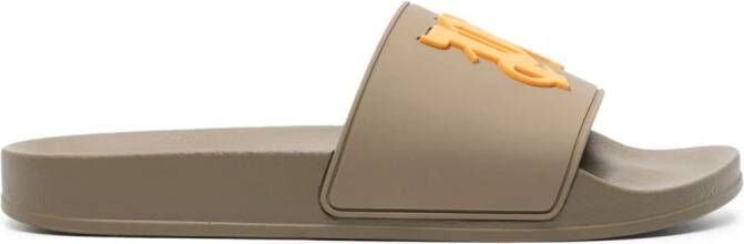 Palm Angels Slippers met logo-reliëf Groen