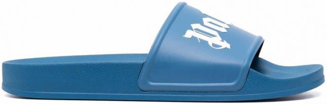 Palm Angels Slippers met logoprint Blauw