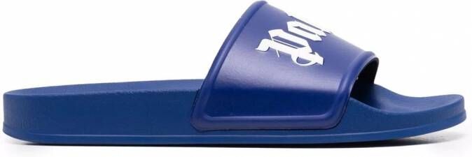 Palm Angels Slippers met logoprint Blauw