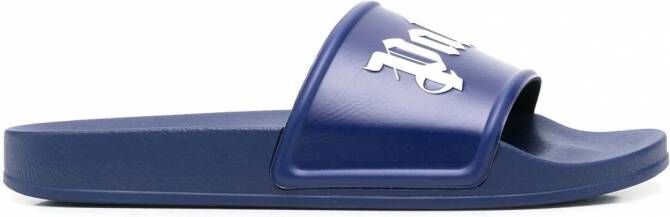 Palm Angels Slippers met logoprint Blauw