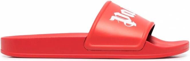 Palm Angels Slippers met logoprint Rood