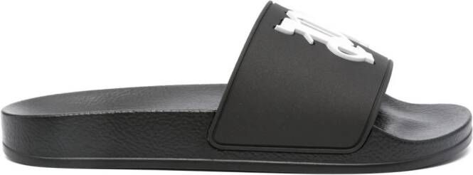 Palm Angels Slippers met monogram Zwart