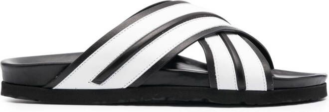 Palm Angels Gestreepte slippers Zwart