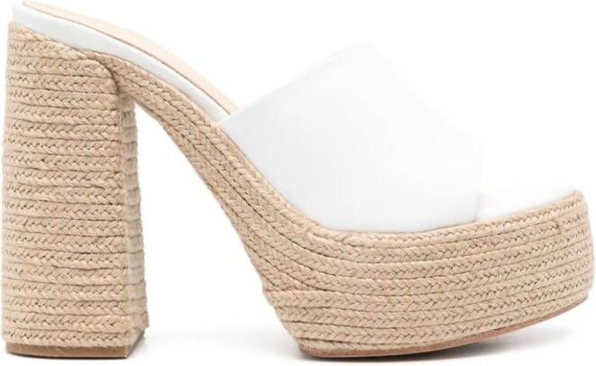 Paloma Barceló 125mm leather platform espadrilles Wit