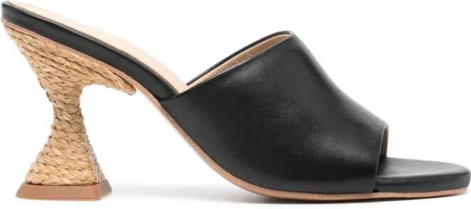Paloma Barceló Brigite 90mm sandalen met jute hak Zwart