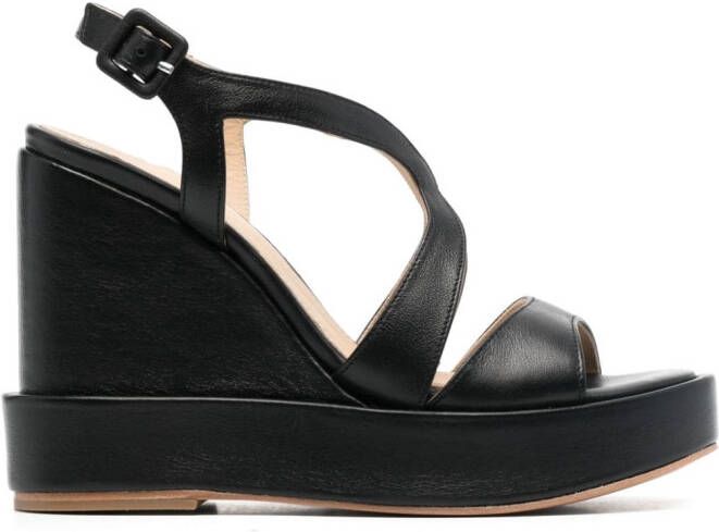 Paloma Barceló Eider 115 mm leren sandalen met sleehak Zwart